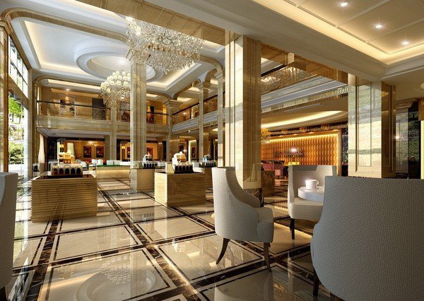 commercial-lighting-design-ideas-hotel-lobby-lighting-design-chandeliers-recessed-lighting